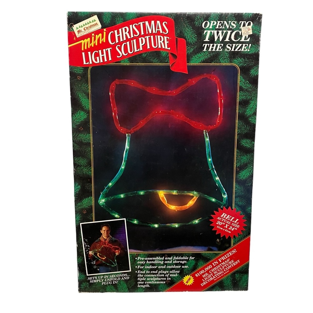 Mr Christmas Mini Christmas Light Sculpture Bell Folding Holiday Light With Box